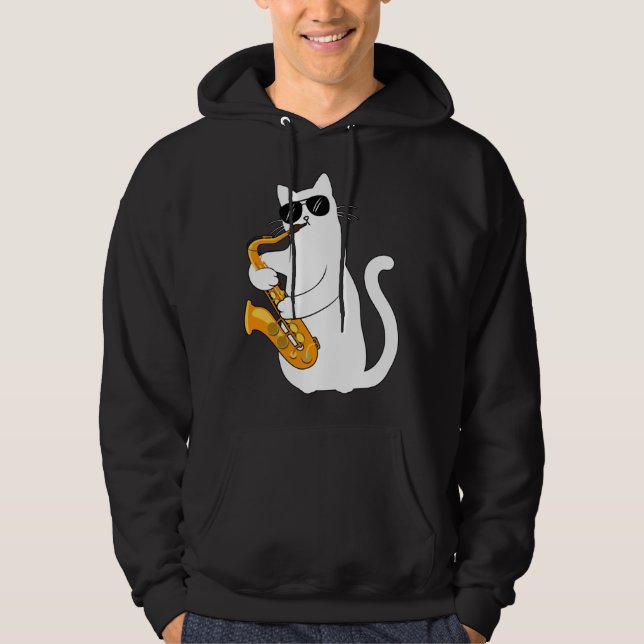 Sudadera Cat  Cat Saxophone Tee  Cat Sax (Anverso)