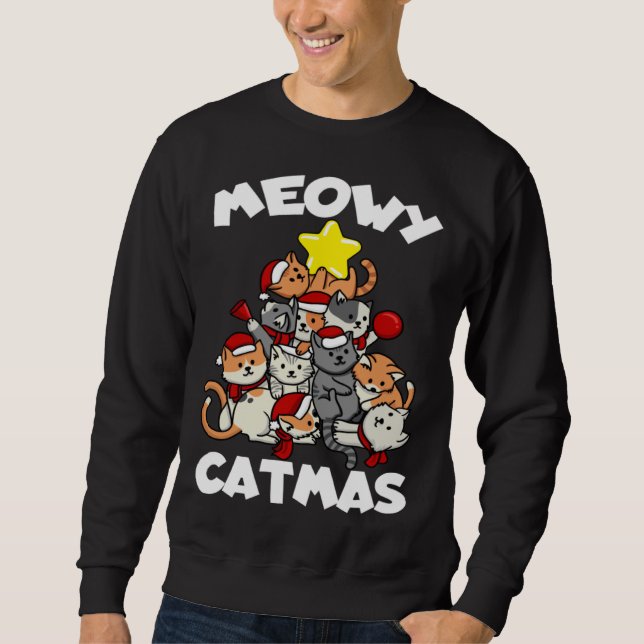 Sudadera Cat Christmas Cat Tree Meowy Catmas (Anverso)