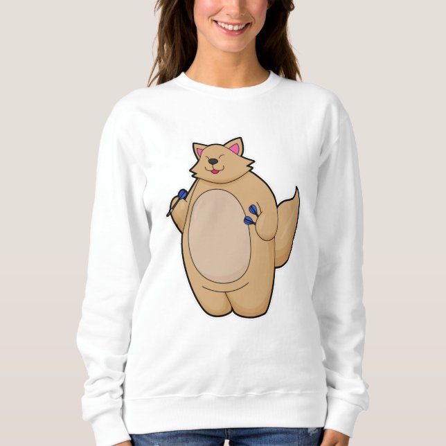 Sudadera Cat como jugador de Dart con dardos (Anverso)