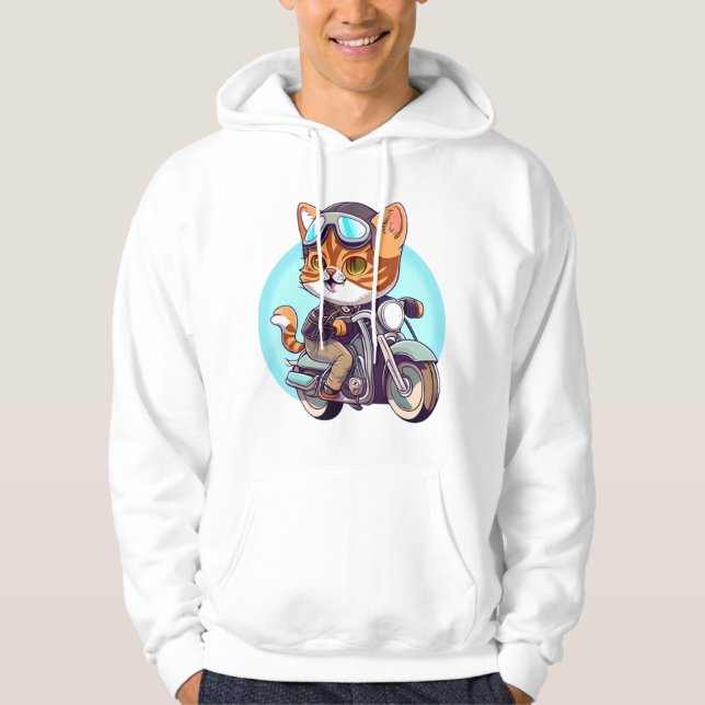 Sudadera CAT CUTE en motocicleta con camiseta clásica (6) (Anverso)