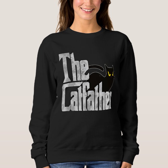 Sudadera Cat Dad The Catfather Crazy Black Cat Father Kitty (Anverso)