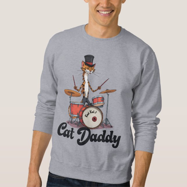 Sudadera Cat Daddy Musician Drummer | Tabby Cats Art Lover (Anverso)