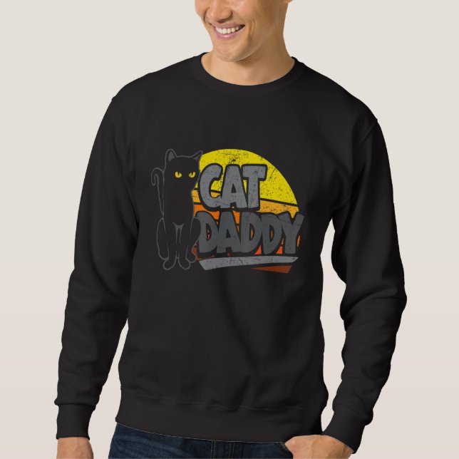 Sudadera Cat Daddy Vintage Sunset Retro Distressed Fathers  (Anverso)