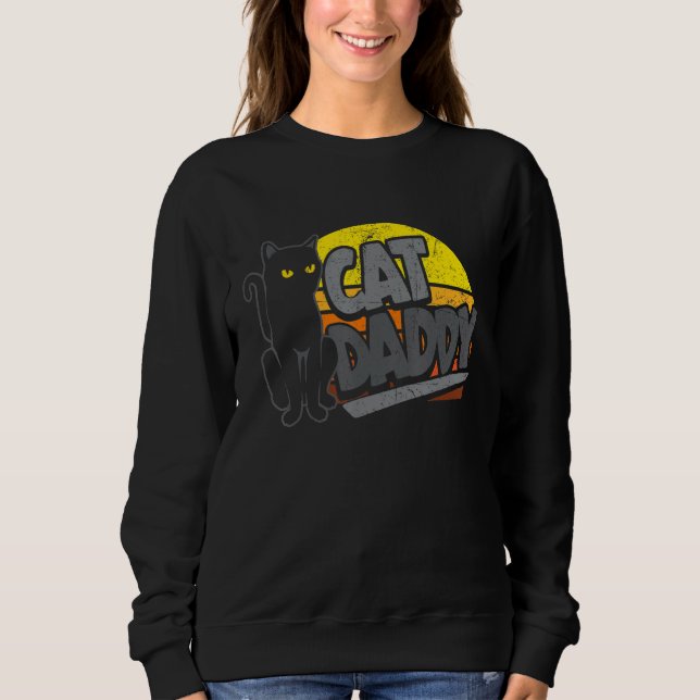 Sudadera Cat Daddy Vintage Sunset Retro Distressed Fathers  (Anverso)