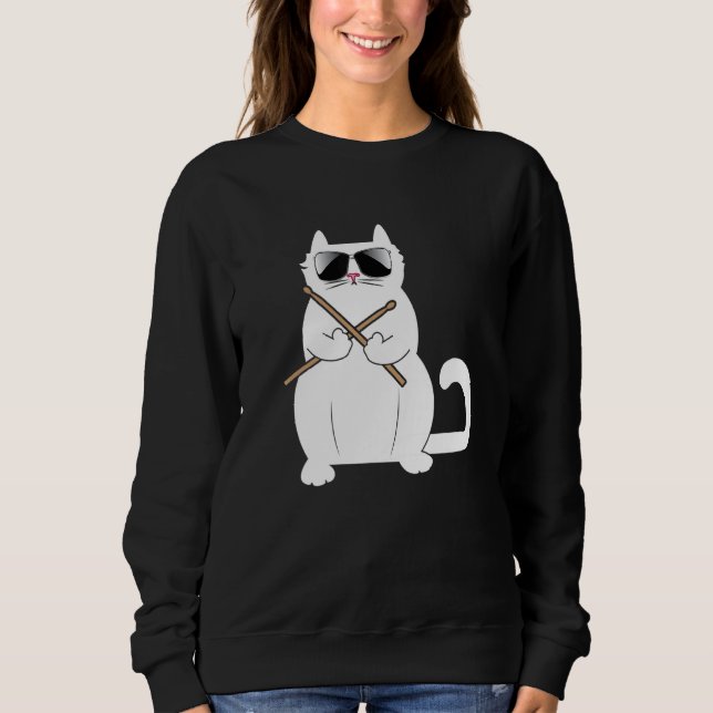 Sudadera Cat Drummer Music   Musician Instrumentalist Kitty (Anverso)