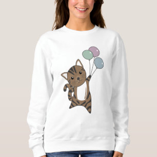 Sudadera Cat Flies Up With Colorful Balloons
