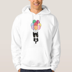Sudadera Cat Flies Up With Colorful Balloons