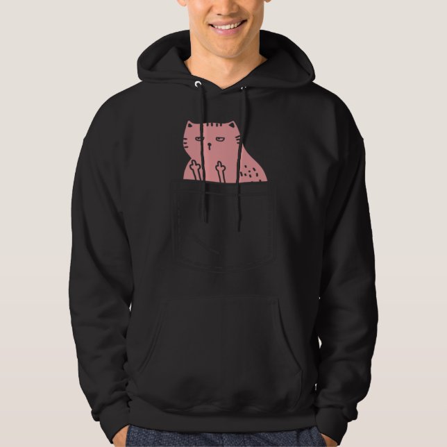 Sudadera Cat Flipping Off Rude Animal Middle Finger  Ugly C (Anverso)