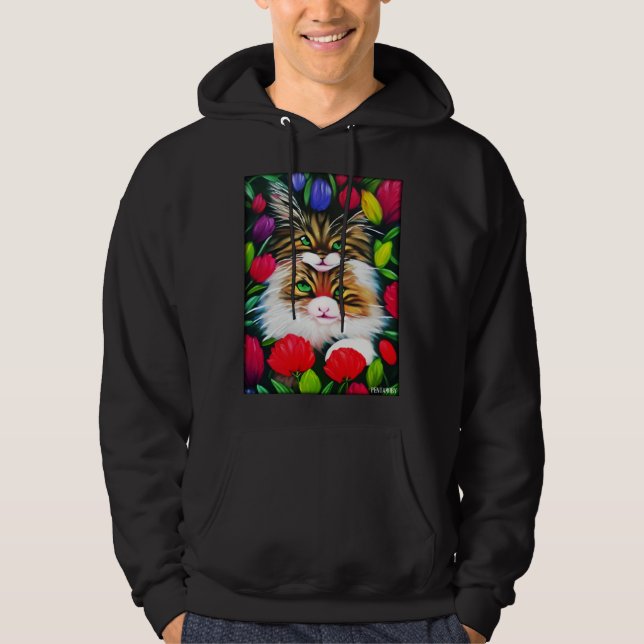 Sudadera Cat Flower Natural Flower Garden Cat Love Cat (Anverso)