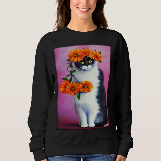 Sudadera Cat Flower Natural Flower Garden Cat Love Cat  2 (Anverso)