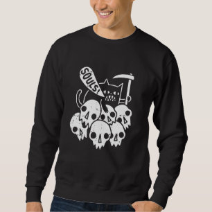 Sudadera Cat Grim Reaper Halloween Funny Skulls Bones Skele