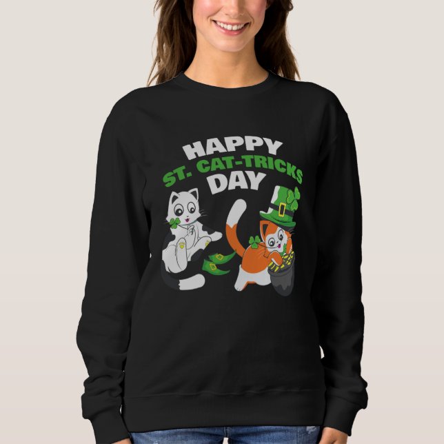 Sudadera Cat Happy St Catricks Day Ireland Party Irish Kitt (Anverso)