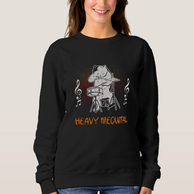 Sudadera Cat Heavy Meowtal rock music (Anverso)