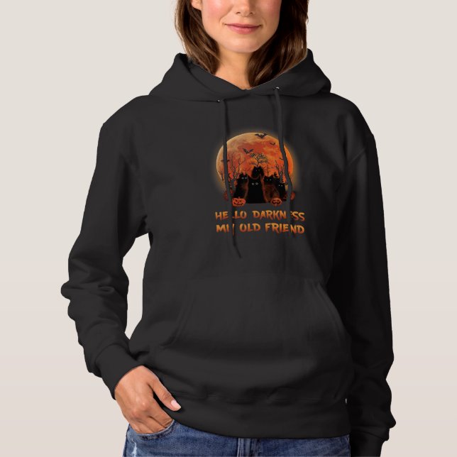 Sudadera Cat Hello Darkness My Old Friends Black Cat (Anverso)