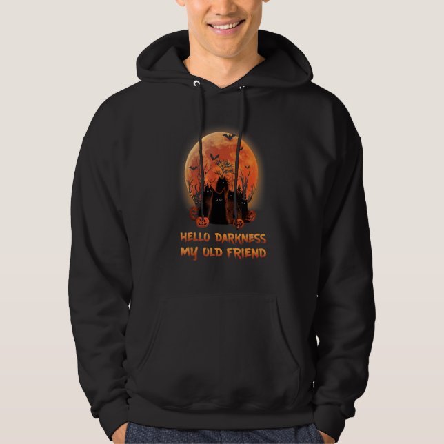Sudadera Cat Hello Darkness My Old Friends Black Cat (Anverso)
