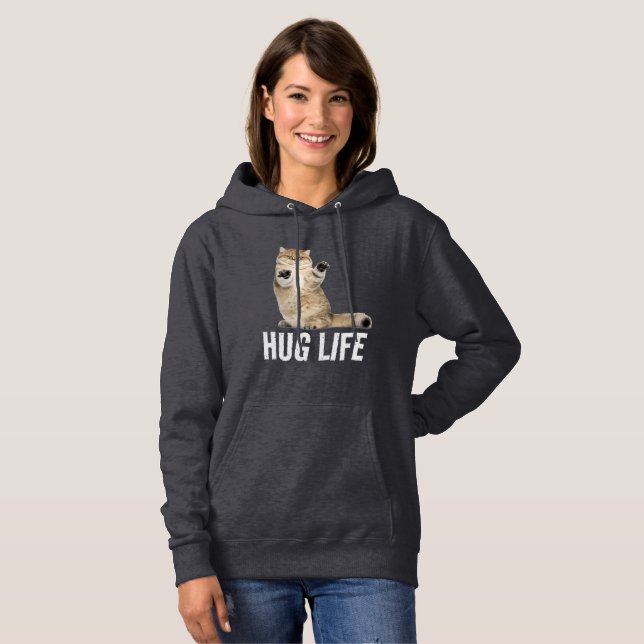 SUDADERA CAT HUG LIFE FUNNY HOODIE HOODIE (Anverso completo)