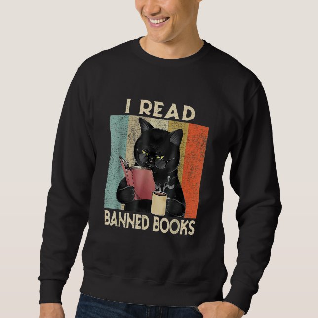 Sudadera Cat I Read Banned Books men Bookworms Reading Book (Anverso)