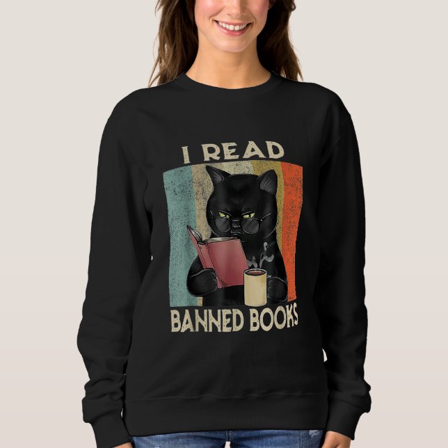 Sudadera Cat I Read Banned Books men Bookworms Reading Book (Anverso)