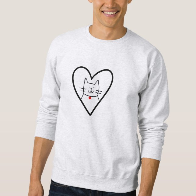 Sudadera Cat in Heart Doodle  (Anverso)
