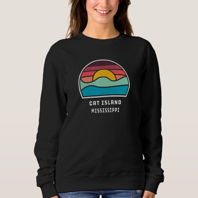 Sudadera Cat Island Mississippi Cool Minimalist Ocean Wave  (Anverso)