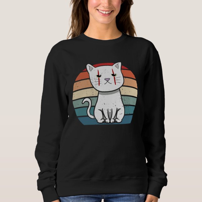 Sudadera Cat Kitten Halloween Retro For Crazy Cat (Anverso)
