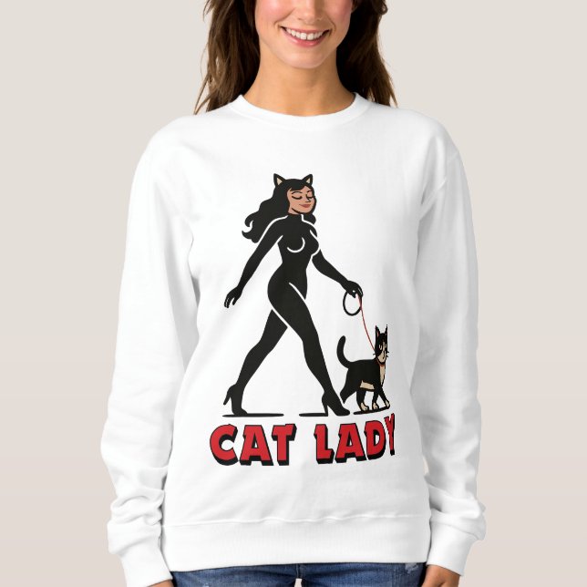 Sudadera Cat Lady - Tuxedo Cats Lover - Comic Art Graphic (Anverso)