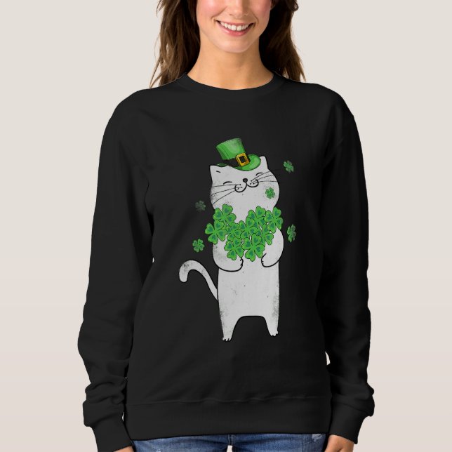 Sudadera Cat Leprechaun T Shirt Cat Shamrock St Patrick (Anverso)