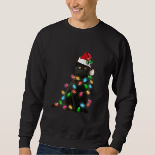 Sudadera Cat Lover Funny Black Cat Con Navidades De Luces P