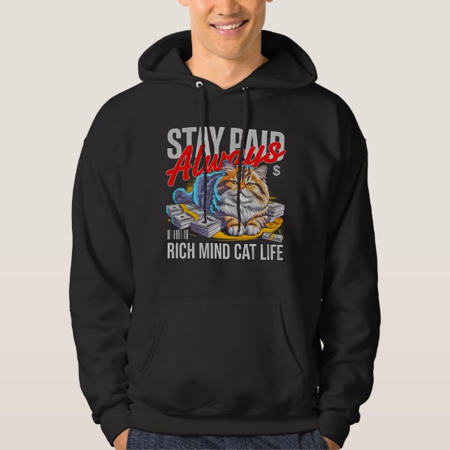 Sudadera Cat Lover Funny Rich Money Stack Design (Anverso)