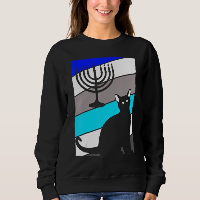 Sudadera Cat Menorah Hanukkah Cute Kitten Chanukah Jewish H (Anverso)