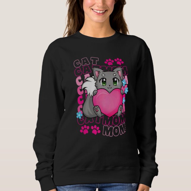 Sudadera Cat Mom Cute Cat Paws Kitten  Purrfectly Adoption (Anverso)