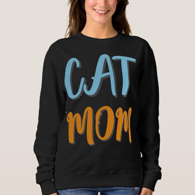 Sudadera Cat Mom: línea corta con personalización opcional (Anverso)