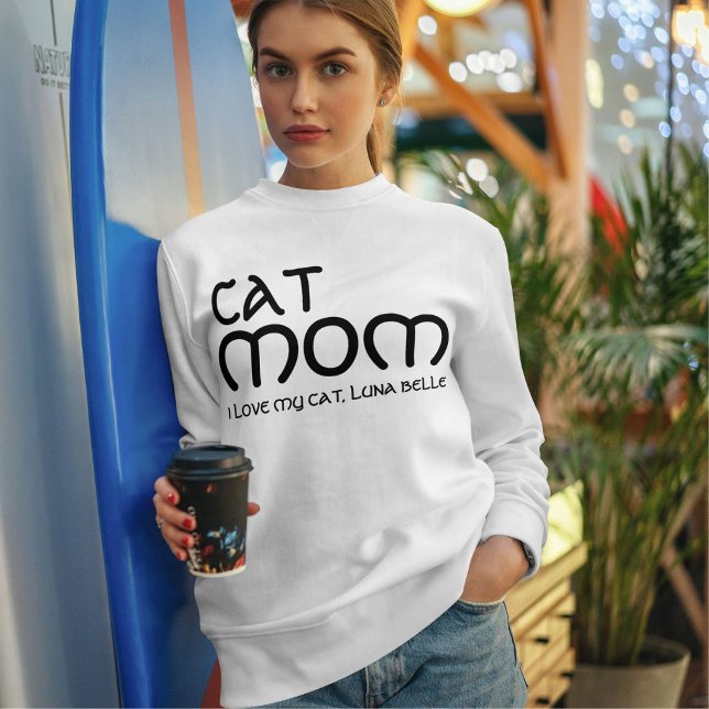 Sudadera Cat Mom Pet Lover Funny Quote Cute Black And White (Subido por el creador)