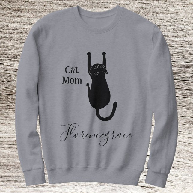 Sudadera Cat Mom Pet Lover Script Name Personalized Grey (Subido por el creador)