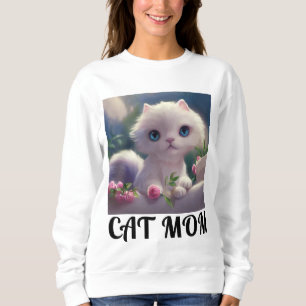 SUDADERA CAT MOM WHITE KITTY ART T-SHIRTS DUCHAS