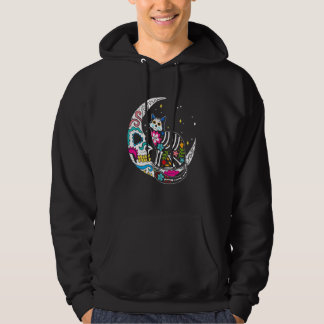 Sudadera Cat Moon Sugar Skull Dia de Los Muertos Mexican Ho
