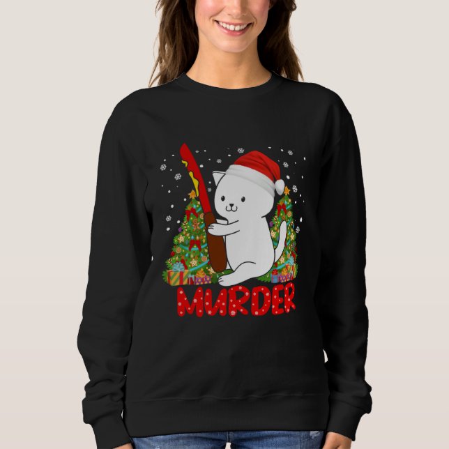 Sudadera Cat Murder Meme Christmas Santa Hat Xmas (Anverso)