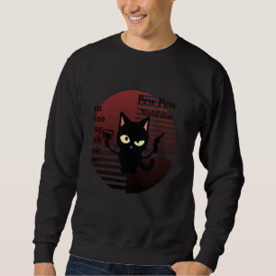 Sudadera Cat Pew Pew Madafaca Vintage Graph Crazy Cat
