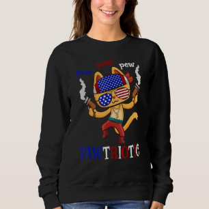Sudadera Cat Pew Pew Pawtriotic Cat 4 De Julio Humor Tee