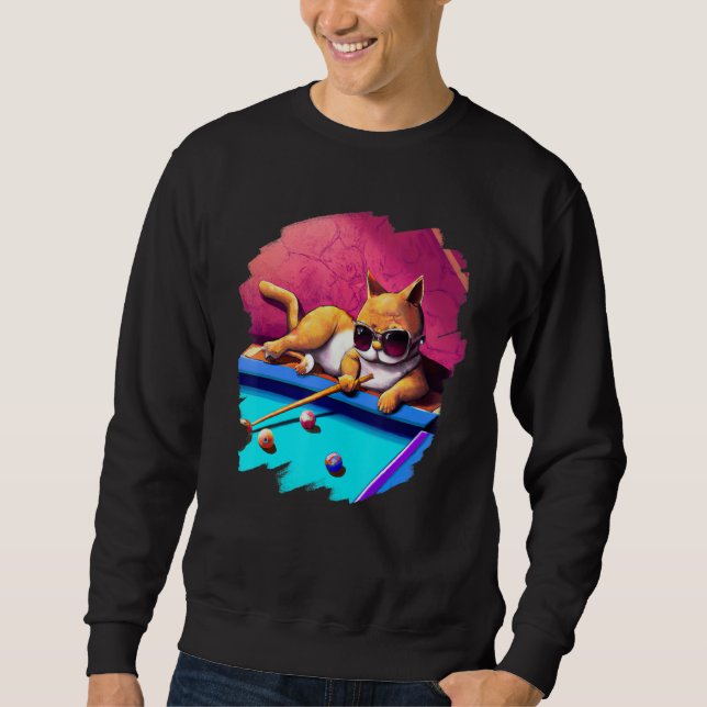 Sudadera Cat Playing Pool Billiards in Lounge Cool  Cats 2 (Anverso)
