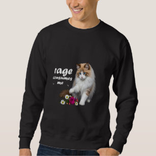 Sudadera Cat Rage me consume lindo Cat chica amor flores ca