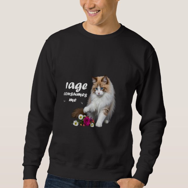 Sudadera Cat Rage me consume lindo Cat chica amor flores ca (Anverso)