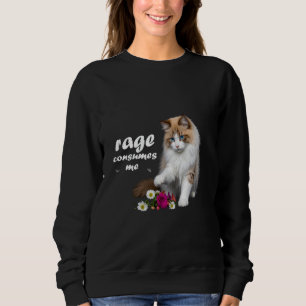 Sudadera Cat Rage me consume lindo Cat chica amor flores ca