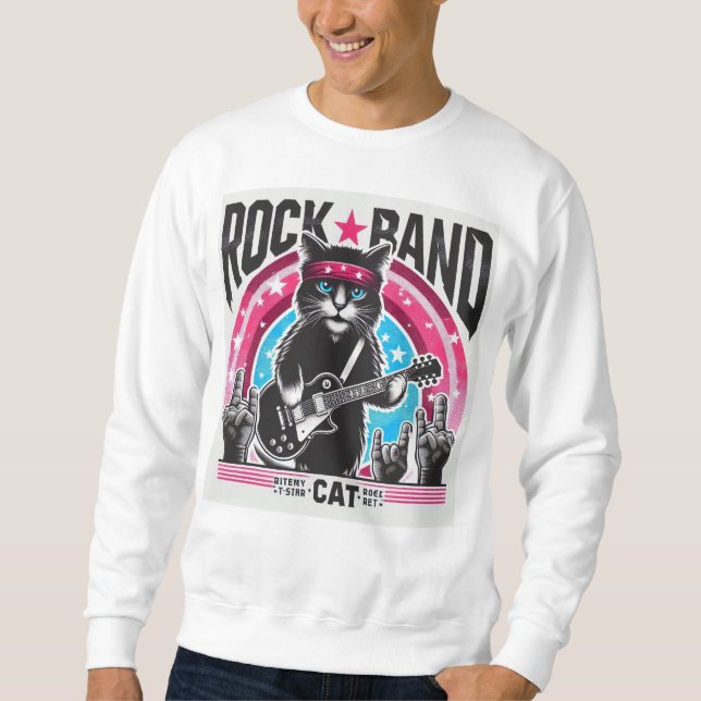 Sudadera Cat rock band (Anverso)