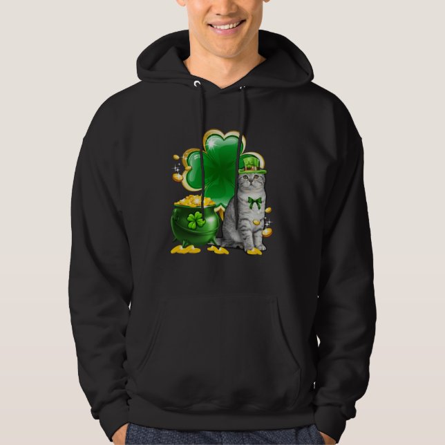 Sudadera Cat Shamrock St Patricks Day Cat Meowy Irish (Anverso)