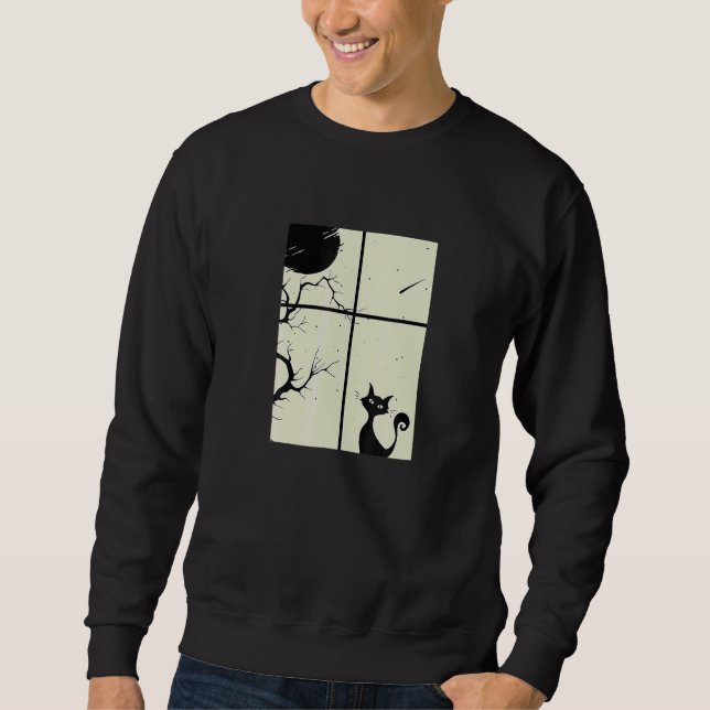 Sudadera Cat Sitting At Dark Window (Anverso)
