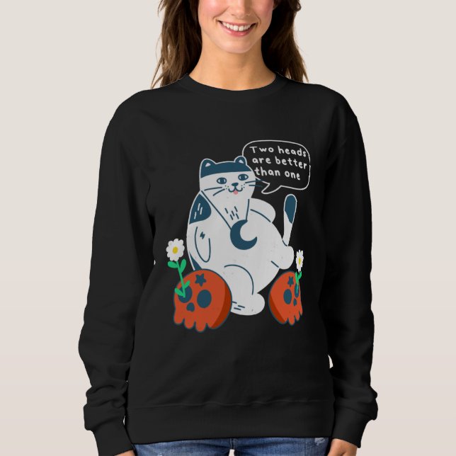 Sudadera Cat Skulls Two Heads Are Better Than One  Metal Ca (Anverso)
