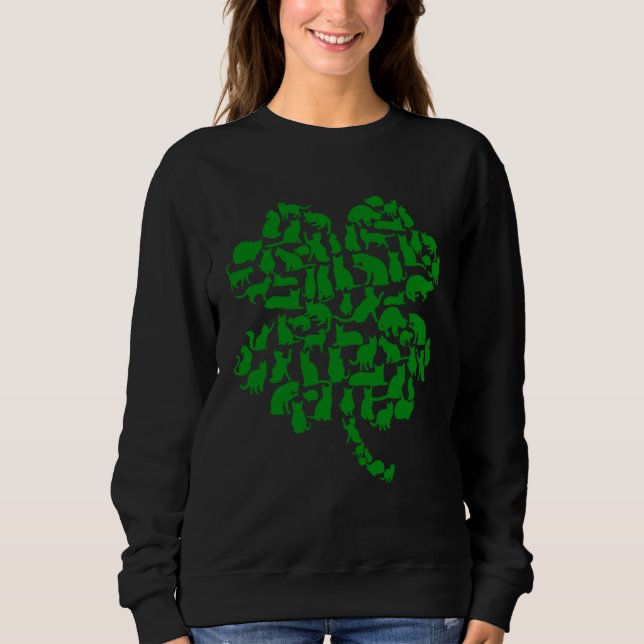 Sudadera Cat St Patricks Cattys Catricks Day Girls Women Sh (Anverso)