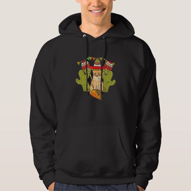Sudadera Cat Taco Sombrero Fiesta Mexicana Funny Cinco De M (Anverso)