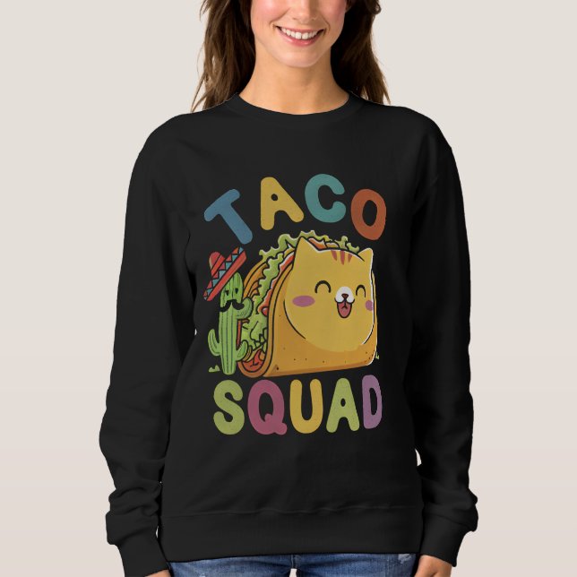 Sudadera Cat Taco Squad Cinco De Mayo Mexican Party Fiesta  (Anverso)
